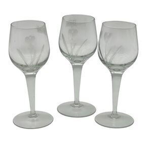KROSNO Poland Crystal Stems Cordials Aperitif Glasses Etched Tulip‎ Set of 3